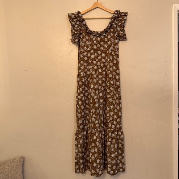 Senlis Josephine Ruffle Neck Sleeveless Maxi Dress Size Small - Picture 3 of 5